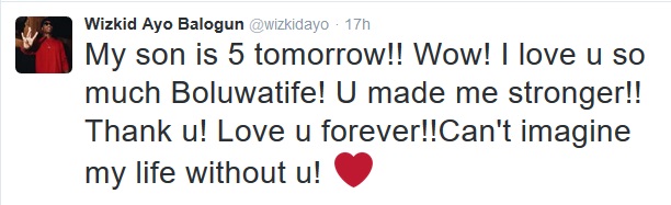 Wizkid Celebrates His Son, Boluwatife As He Turns 5 Today