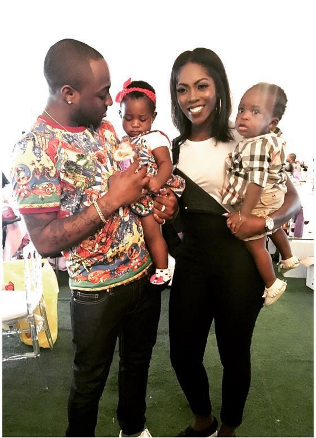 Tiwa and son, Jamil with the celebrant
