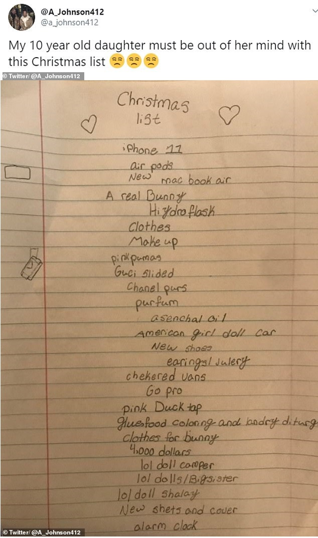 This 10YearOld Girl's Interesting Christmas Wish List To Her Dad Will